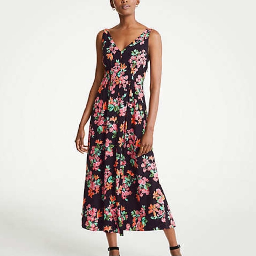 Ann Taylor Capri Garden Midi Dress Wedding Guest Spring Size 6